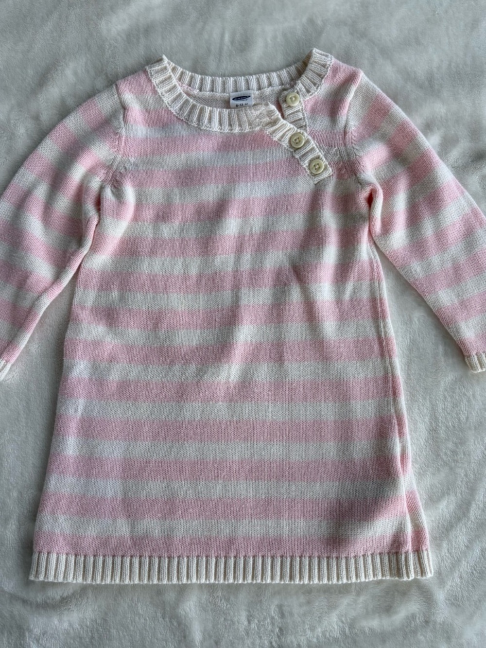 Old Navy Pink & White Striped Knit Sweater Dress